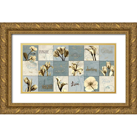 Flower Patch Gold Ornate Wood Framed Art Print with Double Matting by Koetsier, Albert