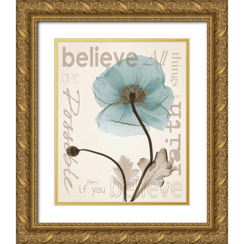 Believe Poppy Gold Ornate Wood Framed Art Print with Double Matting by Koetsier, Albert