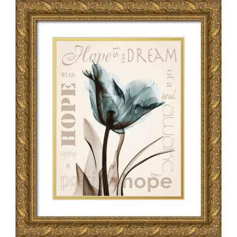 Hope Tulip Gold Ornate Wood Framed Art Print with Double Matting by Koetsier, Albert