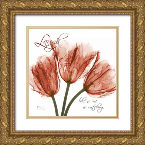 Royal Red Tulip - Laugh Gold Ornate Wood Framed Art Print with Double Matting by Koetsier, Albert