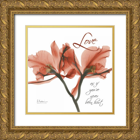 Royal Red Orchid - Love Gold Ornate Wood Framed Art Print with Double Matting by Koetsier, Albert