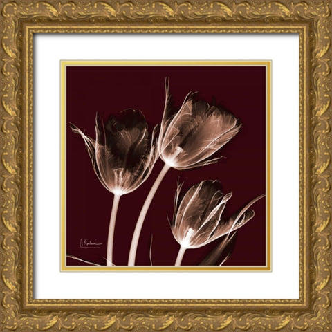 Tabitha Tulip Trio Gold Ornate Wood Framed Art Print with Double Matting by Koetsier, Albert