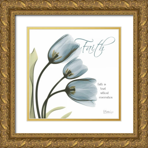 Tulips Faith Gold Ornate Wood Framed Art Print with Double Matting by Koetsier, Albert