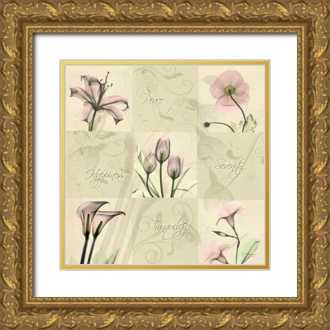 Spring Squares 1 Gold Ornate Wood Framed Art Print with Double Matting by Koetsier, Albert