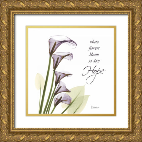 Swaying Callas - Hope Gold Ornate Wood Framed Art Print with Double Matting by Koetsier, Albert