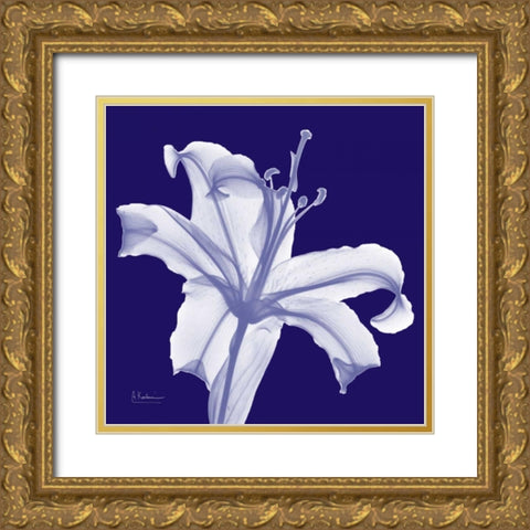 Lily White on Purple Gold Ornate Wood Framed Art Print with Double Matting by Koetsier, Albert