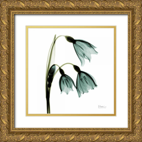 Three Tulips in Green Gold Ornate Wood Framed Art Print with Double Matting by Koetsier, Albert