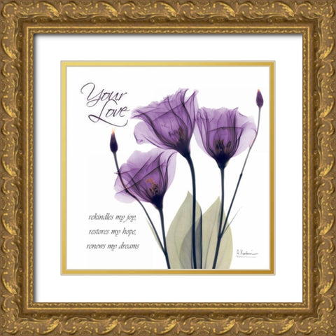 Your Love - Purple Tulip Gold Ornate Wood Framed Art Print with Double Matting by Koetsier, Albert
