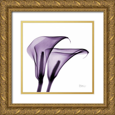 Violet Calla Twins 2 Gold Ornate Wood Framed Art Print with Double Matting by Koetsier, Albert