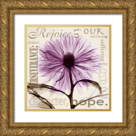 Rejoice - Violet Chrysanthemum Gold Ornate Wood Framed Art Print with Double Matting by Koetsier, Albert