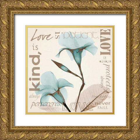 Love - Blue Beauties Gold Ornate Wood Framed Art Print with Double Matting by Koetsier, Albert