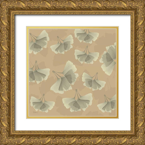 Falling Gingkos 1 Gold Ornate Wood Framed Art Print with Double Matting by Koetsier, Albert