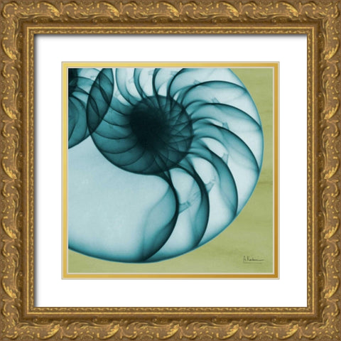 Neon Nautilus Gold Ornate Wood Framed Art Print with Double Matting by Koetsier, Albert