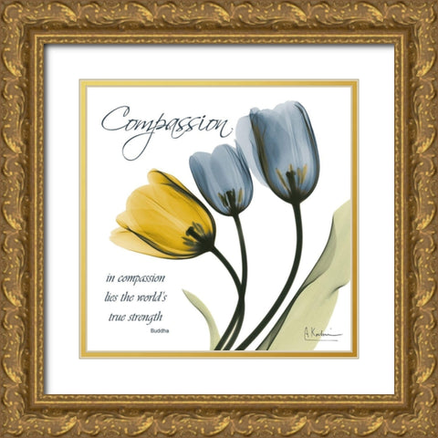 Tulips Compassion Gold Ornate Wood Framed Art Print with Double Matting by Koetsier, Albert