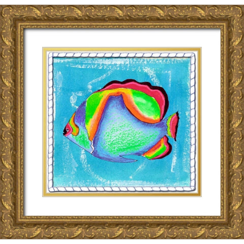 Beach Front Butterfly Fish Gold Ornate Wood Framed Art Print with Double Matting by Ormsby, Anne