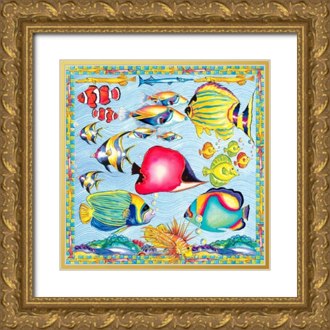 Fish Pattern Gold Ornate Wood Framed Art Print with Double Matting by Ormsby, Anne