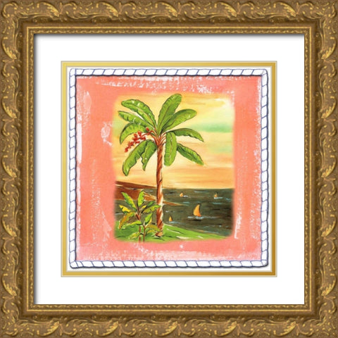 Beach-Front Banana Tree Gold Ornate Wood Framed Art Print with Double Matting by Ormsby, Anne