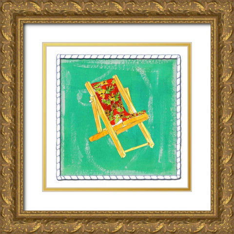 Beach Chair Gold Ornate Wood Framed Art Print with Double Matting by Ormsby, Anne