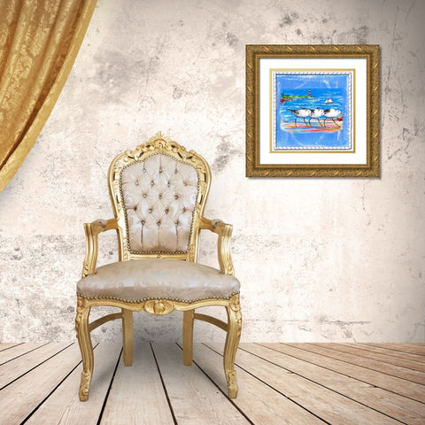 Beach-Front-Shore Birds Gold Ornate Wood Framed Art Print with Double Matting by Ormsby, Anne