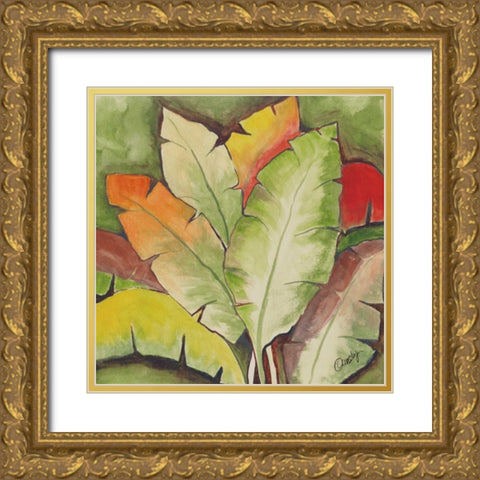 Banana Tree Leaves Gold Ornate Wood Framed Art Print with Double Matting by Ormsby, Anne