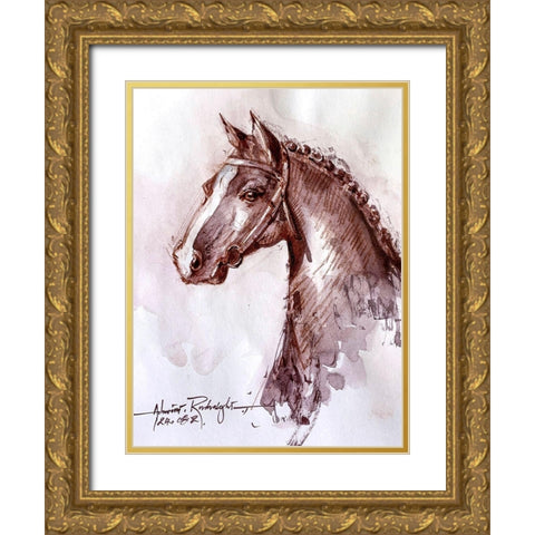 Horse 1 Gold Ornate Wood Framed Art Print with Double Matting by Rudraksi, Ashwini