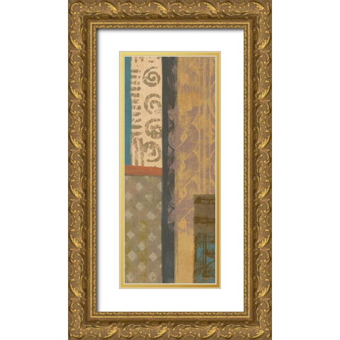 African Panel 1 Gold Ornate Wood Framed Art Print with Double Matting by Saunders, Alonzo