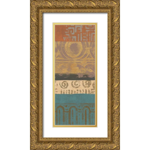 African Panel 2 Gold Ornate Wood Framed Art Print with Double Matting by Saunders, Alonzo