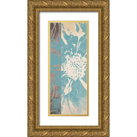 Flower Panel 1 Gold Ornate Wood Framed Art Print with Double Matting by Saunders, Alonzo