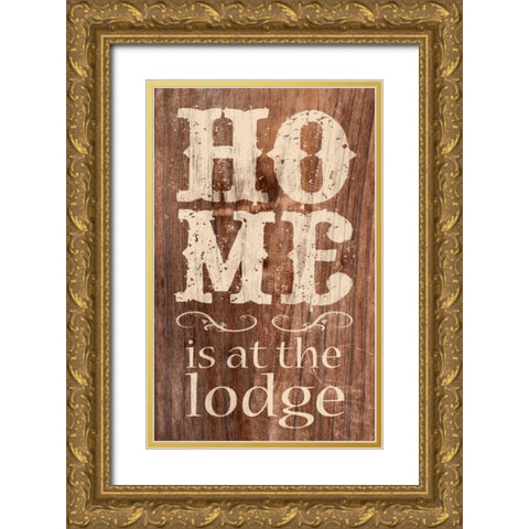 At The Lodge Gold Ornate Wood Framed Art Print with Double Matting by Saunders, Alonzo