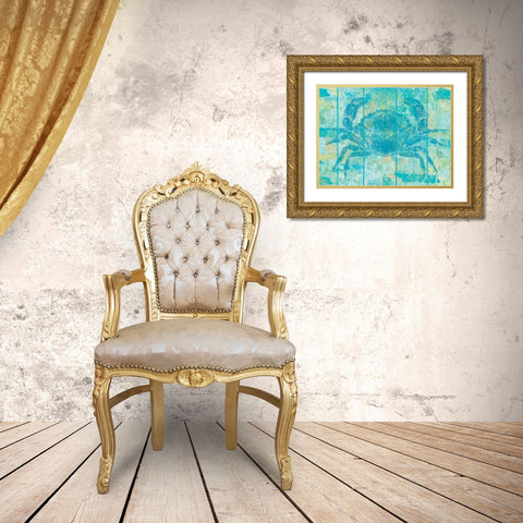 Crab Blues Gold Ornate Wood Framed Art Print with Double Matting by Saunders, Alonzo