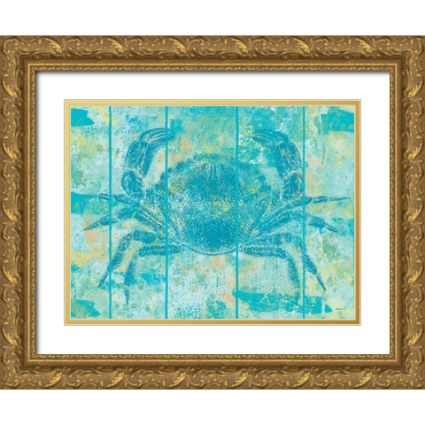Crab Blues Gold Ornate Wood Framed Art Print with Double Matting by Saunders, Alonzo