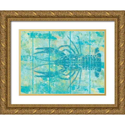 Lobster Blues Gold Ornate Wood Framed Art Print with Double Matting by Saunders, Alonzo