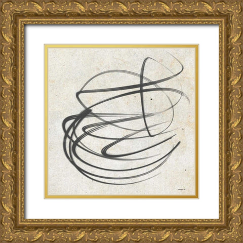 Swirl Gold Ornate Wood Framed Art Print with Double Matting by Saunders, Alonza
