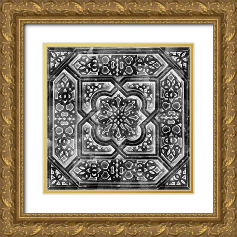 Black Tile Light 3 Gold Ornate Wood Framed Art Print with Double Matting by Saunders, Alonzo