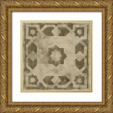 Brown Tile Dark 2 Gold Ornate Wood Framed Art Print with Double Matting by Saunders, Alonzo