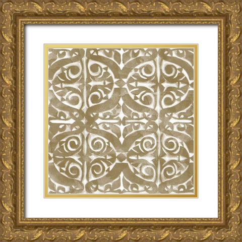 Brown Tile Light 4 Gold Ornate Wood Framed Art Print with Double Matting by Saunders, Alonzo
