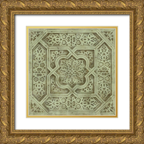 Green Tile Dark 3 Gold Ornate Wood Framed Art Print with Double Matting by Saunders, Alonzo