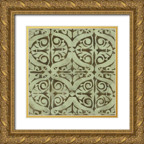 Green Tile Dark 4 Gold Ornate Wood Framed Art Print with Double Matting by Saunders, Alonzo