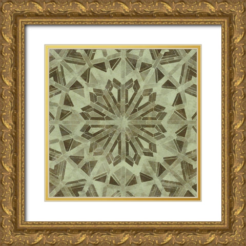 Green Tile Dark 6 Gold Ornate Wood Framed Art Print with Double Matting by Saunders, Alonzo