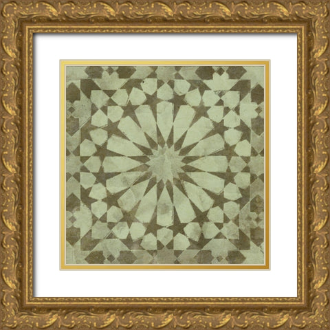 Green Tile Dark 10 Gold Ornate Wood Framed Art Print with Double Matting by Saunders, Alonzo
