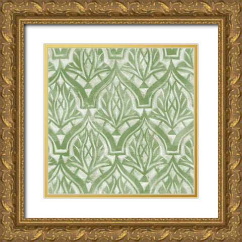 Green Tile Light 8 Gold Ornate Wood Framed Art Print with Double Matting by Saunders, Alonzo