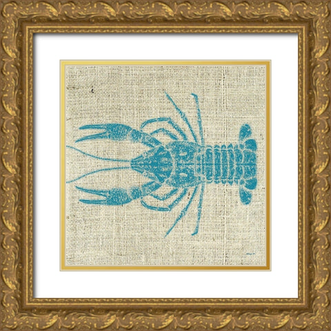 Lobster Linen Gold Ornate Wood Framed Art Print with Double Matting by Saunders, Alonzo