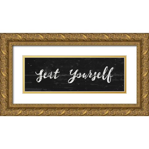 Seat Yourself Gold Ornate Wood Framed Art Print with Double Matting by Vidal, Alicia