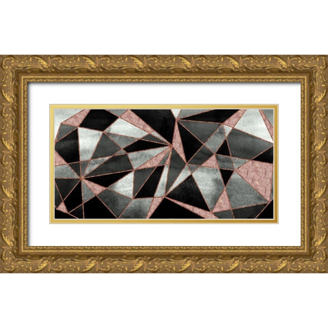 Blush Geo Abstract Gold Ornate Wood Framed Art Print with Double Matting by Vidal, Alicia