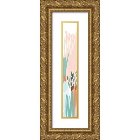80 Abstract Panel 3 Gold Ornate Wood Framed Art Print with Double Matting by Vidal, Alicia