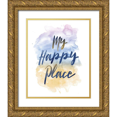My Happy Place Gold Ornate Wood Framed Art Print with Double Matting by Vidal, Alicia