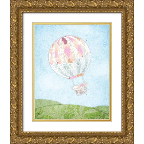 Hot Air Balloon Gold Ornate Wood Framed Art Print with Double Matting by Vidal, Alicia