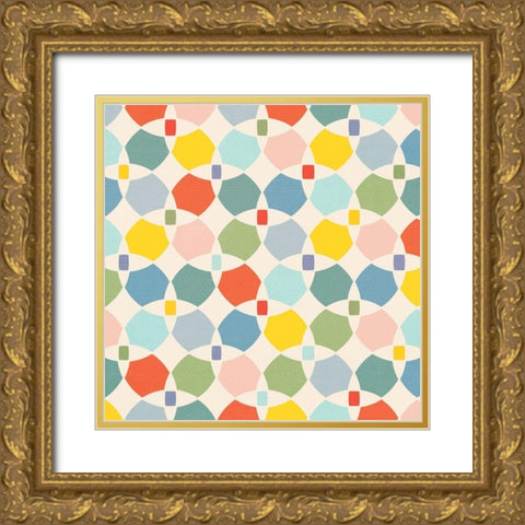 80S Pattern 3 Gold Ornate Wood Framed Art Print with Double Matting by Vidal, Alicia