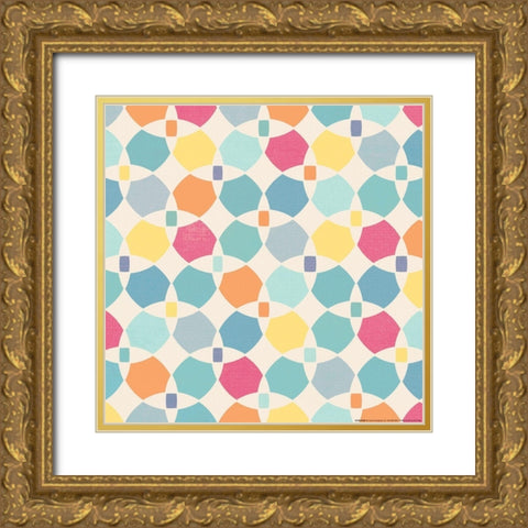 Sunshine Pattern Version Two Gold Ornate Wood Framed Art Print with Double Matting by Vidal, Alicia