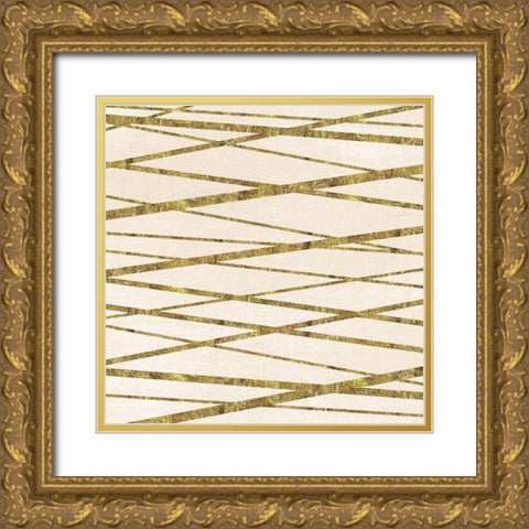 Golden Lines Gold Ornate Wood Framed Art Print with Double Matting by Vidal, Alicia